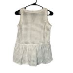 Halogen White Netted Cotton Knit Sleeveless Peplum Style Blouse Women Sz XS Photo 1