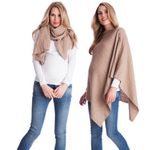 Seraphine Cable Knit Nursing Cover, Poncho or Scarf in Camel One Size Tan Size undefined Photo 1