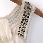 Free People  Mercury Sheer Beaded Embellished Blouse Small Tank Top Tiered Ruffle Photo 2