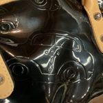 Braccialini Women's Glossy Classic Top Handle Handbag Black Beige One Size Photo 13