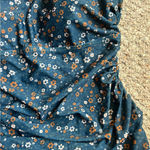 Women’s 2XL Blue Floral Swimsuit One Piece Shorts Dress Side Ruching Tank Size XXL Photo 2