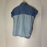 Marine layer ‎ XS Mariah Short Sleeve Collar Button Down Chambray Color block Photo 1