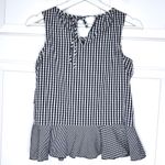 Maison Jules  XS Gingham Ruffle Sleeveless Top Tie Back Casual‎ Blouse Photo 3