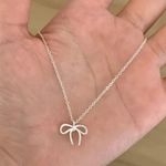 Dainty Bow Necklace Silver Photo 3