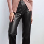 Babaton Aritzia Command Cropped Vegan Leather Trouser Pants in Black Size 0 Photo 0