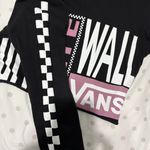 Vans Long Sleeve Black Checkered Logo Crop Photo 2
