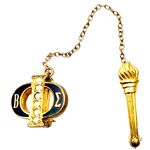 Vintage Beta Sigma Phi Fraternity Gold Tone Enamel Exemplar Torch Pin Pearls Photo 0