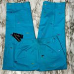 Rafaella Women Bright Blue Pants with Embroidered Sunglasses Cuffed Hems Vacay Photo 5