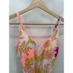 Breaking Waves Pink Floral Belted One Piece Swimsuit Women's Size Medium M NWT White Photo 2