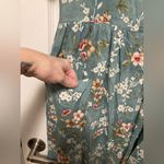 Erika & Co. Sage Green Floral Vintage Button Front Short Sleeve Midi Dress Blue Size undefined Photo 4