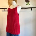 DKNY Vintage Y2K Red 100% Cotton Chunky Knit Tunic Tank Vest Top Size Large Photo 1