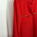 Calvin Klein  Women’s Red Button Down Blouse Shirt Large Photo 4