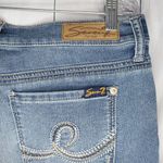 Seven 7 Roll Cuff Girlfriend Embroidered Medium Wash Stretch Capri Jeans NWOT Photo 5