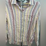 BeachLunchLounge Womens Alex Shirt Long Sleeve Button Up Multicolor Stripe Large Photo 7