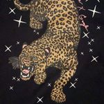 Rebecca Taylor x Google Collab Black Graphic T-Shirt Tee Cheetah Animal Print S Photo 2