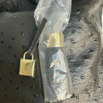 GILI Ostrich Leather Hobo Bag Stirrup Black NWOT Dust bag Shoulder Purse Handbag Photo 2