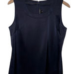 St. John  Womens Tank Top Size 6 Liquid Satin Dark Blue Sleeveless Scoop Neck Photo 0