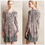 Maeve  Tiled Anethyst Smocked Dress Long Sleeve Women's Large Photo 1
