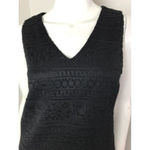CeCe Black Dress Size 4 V Neck Shift Sleeveless Layerd Pleated hem Lace $138 Photo 3