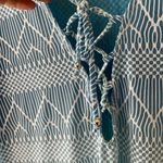 Lace Up Swim Cover Up Tunic Stretch Side Slits V Neck Semi Sheer Size L Blue Size L Photo 3