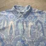 Ralph Lauren Lauren  Women's Blue Paisley Print Button Down Shirt Size Large Photo 3