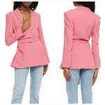 Saloni Maxima Double Breasted Belted Crepe Blazer Size 0 Pink Womens Photo 1