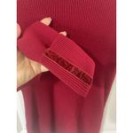 AQUA Merino Wool Turtleneck Ribbed Knit Sweater Red M Velvet trim sleeve cuffed Photo 2