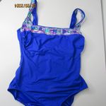 Gabar Swimsuit One Piece Cobalt Blue Metallic Retro Look Women Med Made in USA Photo 1