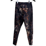Oysho  Leggings Womens Medium Black Multi Palm Print Tropical Scalloped Gym Train Photo 5