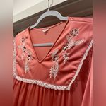 VTG Eve Lingerie Pink Chemise Nightgown With White Embroidered Floral Detail Photo 7