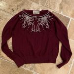 Anthropologie Field Flower Pearled Bow Sweater Raspberry S  Photo 6