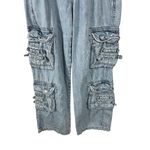 Vintage Garage Denim Cargo Jeans Womens Size 26 Light Wash Multi Photo 2