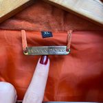 Vintage Suede Leather Embroidered Flame Belted Coat Jacket In Orange Size XL Photo 5