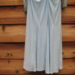 Mac Duggal 26485 Blue Foldover Long Sleeve Jeweled Midi Dress Photo 9