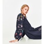 ZARA ✨4xHP✨Navy Blue Short Embroidered Tunic MidiDress✨ Photo 5