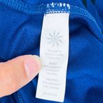 Athleta ‎ Stripe Accelerate Workout Leggings Medium Blue Black Athletic Run Photo 5