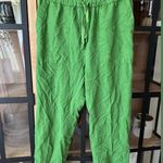 ZARA  linen pants straight leg high rise pockets drawstring lime green 4043/042 Photo 1