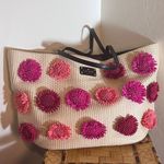 Kate Spade  straw large Floral Pink and Tan Tote Photo 5