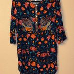 Anthropologie  Fig & Flower LARGE Navy Multicolor Floral Tunic Blouse Photo 0