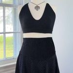 Free People Black Velvet Camden Skirt Ribbed Large High Waisted Goth Stretch Photo 0