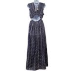 Z & L Europe Milena Maxi Dress Printed Cutout Tassels Frayed Hem 100% Cotton Gray Size L Photo 3