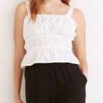 Madewell  Smocked Peplum Tank Top‎ Sleeveless White Tie Back Casual Medium Photo 0