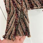 Bob Timberlake  XS Burgundy Brown Full Zip Jacquard Moto Jacket Sweater Photo 11