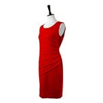 Calvin Klein  Sheath Dress Sunburst Ruched Sleeveless Red Crimson Women’s Size 8 Photo 3