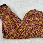 Free People Bennie Leopard Print Button Fly Wide Leg Pants Sz 4 Boho Indie Art Photo 0