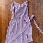 The Clothing Company pink mauve pastel purple cowl neck wrap bow formal mini dress Photo 0
