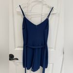 FORA Royal Navy Blue Belted Tie V Neck Romper Women’s Size S Photo 2
