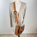Patricia Nash  Vintage Patch leather saddle bag Nepali Coast Hawaii suede inside Photo 10