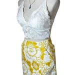 Boden Yellow Floral High Waist Pencil Skirt 4 | Cotton Blend Mod Retro Pockets Photo 2