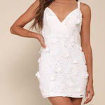 Lulus NWT Exceedingly Lovely White Applique 3D Floral Backless Mini Dress Small Photo 0